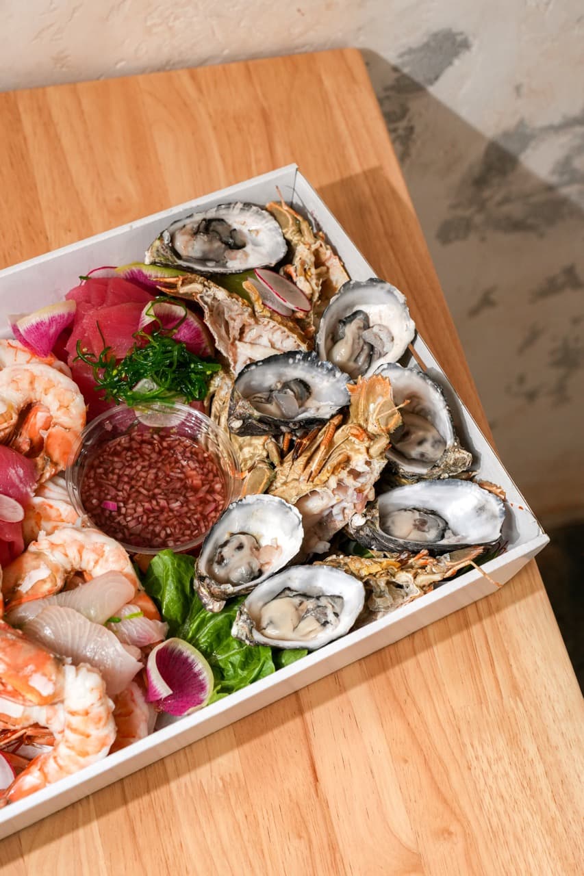 Oysters, caviar and sashimi